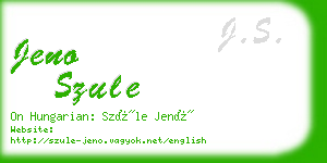 jeno szule business card